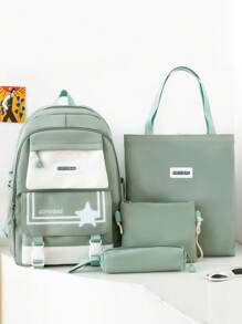 A Backpack Allows You To Carry Your Daily Necessities With You. Different Styles And Characteristics Can Be Displayed On Different Occasions. This Is A Four-Piece Backpack With A Complex Design. This Shoulder Can Be Carried, Shoulder, One Shoulder, Multi-Pocket Multi-Functional, With A Pen Bag, Tutoring Bag, And Cross-Body Strap