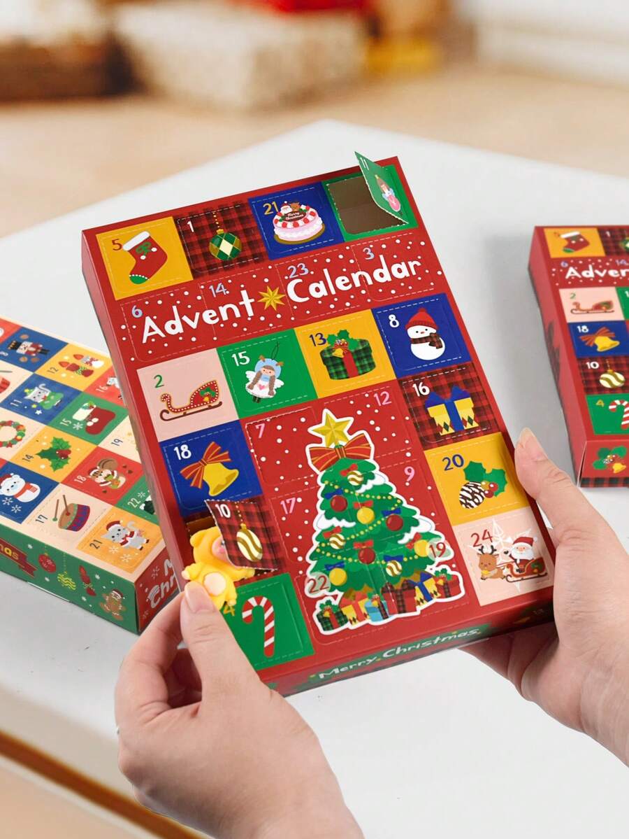 5pcs 24-Day Christmas Countdown Calendar Advent Gift Box, Creative 12 & 24 Grid Design For Christmas Atmosphere, 24-Day Surprise Unboxing Experience, Christmas Eve Countdown Calendar Gift Box, Suitable For Christmas Party And Gift Giving