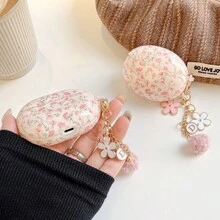 Minimalist Pink Floral Rose Flower Elements Protective Bluetooth Earphone Case With Flower Charm Keychain For Huawei Freebuds Clip2/Clip Wireless Bluetooth Earphones, Freebuds Pro3/Pro4/7i, Freebuds Clip/SE2/SE3/5i/6i/Freebuds6 Bluetooth Earphones Gift Party - Pink - View 7