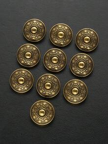 10 cái/gói Nút kim loại Totem khắc nhiều màu cổ điển 15-28mm, thích hợp cho áo khoác, áo sơ mi, áo len, áo khoác, váy, khăn quàng cổ, giày dép, mũ, hộp quà tặng, may vá tự làm, phụ kiện trang sức - Nhiều màu - Xem 6