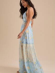 Elegant Blue A-Line Skater Dress - Stretch Polyester, Flattering Waistline  Flowy Skirt - Versatile For Casual/Party/Office