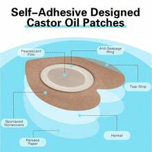 30PCS Disposable Castor Oil Patches For Self-Adhesive, Highly Absorbent, Leak Proof, Portable, Abdominal Sticker (Oil-Free) (Heart-Shaped, Skin Color)