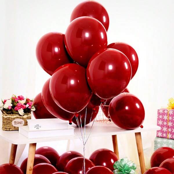 20pcs/50pcs/100pcs Garnet Red Balloons Heart-Shaped Festival Birthday Party Wedding Valentine's Day Proposal Decorations Ballons