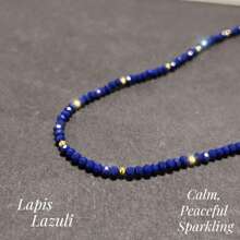 1 PIEZA Collar de piedra de lapislázuli natural hecho a mano - Espaciadores dorados minimalistas y delicados, joyería de gema azul profunda para atuendos casuales, regalo para ella, accesorio versátil, diseño elegante, artesanía de alta calidad, accesorios elegantes para mujer