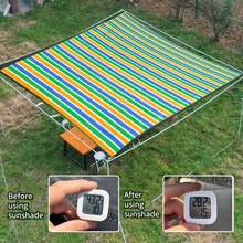 Colorful Stripes High-Density Breathable Snowproof Multifunctional Outdoor Snow Net, High-Density Uv Protection, Snowproof, Anti-Freeze Suitable For Terraces, Picnics, Carports, Gardens, Balconies, Corridor Pavilions, Beaches, Courtyards And Roofs, Easy To Install, Reinforced Corners, Durable And Sturdy Edges. - Multicolor - View 4