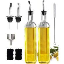 SGFDZFD 17oz Olive Oil Dispenser Bottle, 500ml Oil & Vinegar Cruet With 2 Stainless Steel Pourers, 2 Labels,1 Brush And 1 Funnel For Kitchen