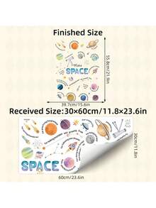 返校墙贴儿童礼物，儿童房星系墙贴 - 卡通行星和星星可移除太空儿童房装饰男孩/女孩卧室装饰教室装饰