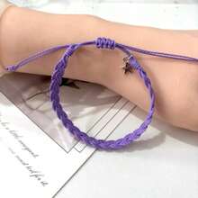 全新波西米亞風格手工編織手鍊,防水蠟繩情侶手環,適用於校園學生,海灘度假 - 白色 - 查看 10