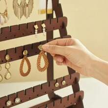 Wooden Earring Storage Display Rack Wooden Earrings Jewelry Hooks Stepped Desktop Storage Rack