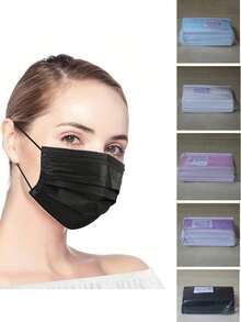 50pcs/Pack Disposable 3-Ply Protective Face Masks, Comfortable Fit For Men & Women - Multicolor - View 1
