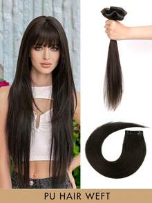 PU Hair Weft Hair Extensions Tape In Hair Extensions Real Human Hair Remy Hair Extensions Straight Seamless Hair Invisible Long Tape PU Weft Human Hair Bundles Natural Hair Extensions - Multicolor - View 27