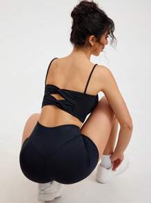 Sutiã Esportivo, Tops Twisted Sexy, Camiseta Esportiva Macia de Yoga, Camiseta Cropped de Treino, Regata