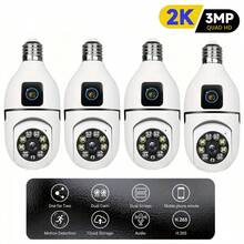 3MP 高清智能灯泡式安全摄像头、灯泡摄像头、双镜头监控圆形摄像头、宠物狗摄像头、360° 可旋转/可倾斜全景网络摄像头、2.4G/5G WiFi 婴儿监视器，具有自动跟踪、远程访问、双向音频、AI 人脸检测、录音