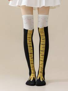 1 Pair Of Women's Sweat-Absorbing And Breathable Spring And Autumn Fun Chicken Claw Socks Suitable For Dating Parties And Funny Occasions Suitable For Students JK Suit Long Calf Socks Beautiful Leg Socks, Y2k, Cozy - Multicolor - View 18