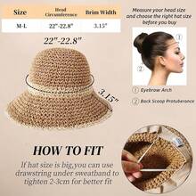 Floppy Big Beach Straw Hats Women Foldable Summer Wide Brim Packable Hat Womens Travel Straw Fedora Hat - Khaki-beige - View 2