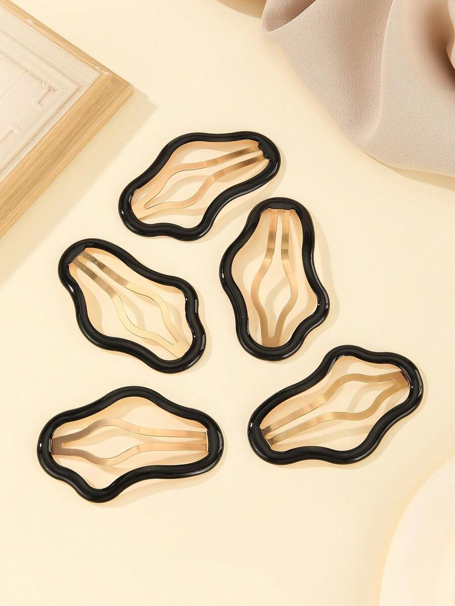 5个/套 女士BB夹，侧刘海夹，可爱简约设计，时尚配饰，适合日常佩戴和度假，上学用品，发饰，头部饰品，女士发饰，发夹 - 彩色 - 查看 1