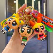 Warner Bros Portachiavi a forma di girl con powerpuff - Anello elegante per chiavi d'auto, zaino, portafoglio - Regalo per PDG, fans, cartoni animati - Collezionabile per uso quotidiano e Occa speciale