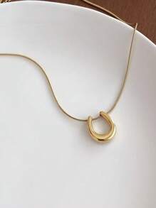 Collar con colgante de herradura en forma de U, collar de clavícula delicado para mujer, collar para sudadera
