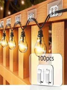Ganci adesivi per luci a catena da esterno: 20/50/100 pezzi, senza danni, senza strumenti, senza fori, resistenti all'acqua e ai raggi UV, adatti per decorazioni interne ed esterne, ideali per Natale, perfetti per il ritorno a scuola, Natale e Ognissanti
