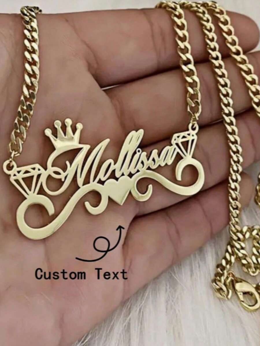 1 Peça Colar de Aço Inoxidável Personalizado com Pingente em Formato de Coração, Corrente Personalizada, Presente de Joias Única e Elegante para Homens, Estilo Vintage, Velho Dinheiro, Casual, Simples, Personalizado, Único, Presente Ideal para Namorada, Mãe, Família, Amigos, Filha, para Aniversários, Uso Diário, Formatura, Dia das Mães, Dia dos Namorados, Casamento