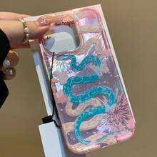 Funda para teléfono móvil con diseño de serpiente, fuegos artificiales y purpurina, estilo lujoso y con patrón de glaciar. Compatible con phone 16, 15, 14, 13, 12, 11 Pro, X, XS y 16 Plus. - Blanco - Ver 6