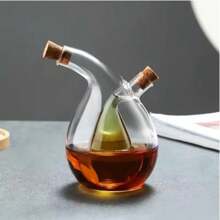 1pc Double Nozzle Glass Olive Oil And Vinegar Dispenser Oil Bottle, Cork 2 In 1 Clear Double Glass Kitchen Cooking Container, Suitable For Kitchen, Dining Room,School Supplies