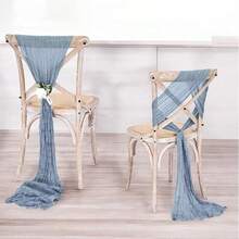 20pcs Gauze Bow Chair Covers, Satin Ribbon Chair Back Decorations For Wedding Aisle, Party, Event - Multicolor - View 10
