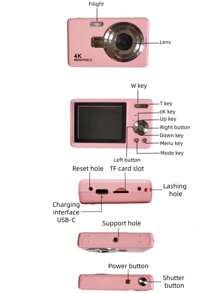 1 Pc CCD Digital Camera For Beginners And Student, 3.66inch X 2.36inch, Retro Digital Camera, With 2.4-Inch IPS Screen, 16X Zoom & Anti-Shake, Autofocus, HD 1080P Photo/Video, Perfect For Beginners & Students, Includes Fill Light, 650mAh Rechargeable Battery, With USB Type-C Charging Cable, Card Reader, Camera Lanyard, Holidays & Birthday Gifts For Boys And Girls, Easy To Use, Non-Professional Camera