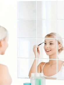 10pcs Of Square Mirror Wall Stickers, 2mm Thick Acrylic Material 3D Mirror Wall Tiles, Suitable For Living Room, Bedroom, Kitchen, Bathroom.