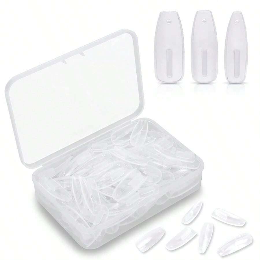 100PCS Replacement Nail Tips Refill Acrylic Fake Nail Tips For Practice Nail Hand DIY Nail Art Salon Practice Tool Clear Holiday Gift For Her Trending Now Party Wear - 無色 - 查看 1