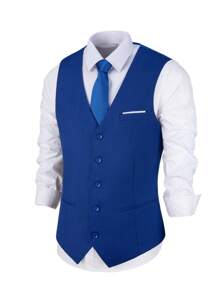 Chaleco formal de hombre de color liso para negocios, fiesta, boda, tallas desde XS hasta 3XL