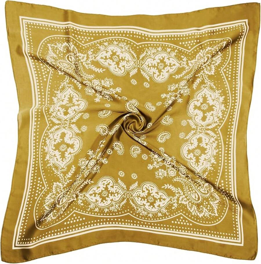 Satin Head Scarf - 27.5 Inch Silk Hair Wrap For Women - 黃色 - 查看 1