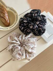 1 Stück neue Chiffon Blumen Stoff geraffter Scrunchie, französischer Stil Haargummi, Haaraccessoire geeignet für den täglichen Gebrauch und als Geschenk, Haargummis, Haargummis, Haarseile, Scrunchies