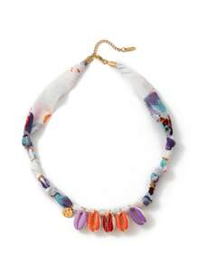 1pc Beach Vacation Leisure Style Colorful Ribbon Marine Life Tropical Flowers Palm Tree Shell Star Pendant Women's Necklace, Electroplated 18K Gold Waterproof And Sweat Proof, Suitable For Daily Wear And Use, Women's Jewelry, Women's Accessories, Suitable For Giving To Wives, Mothers, Girlfriends