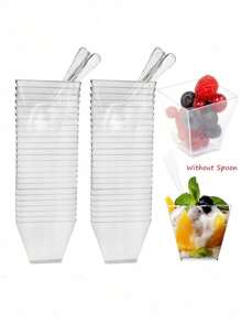 60ml一次性慕斯杯甜品塑料透明方形布丁甜品杯塑料杯迷你 - 彩色 - 查看 5