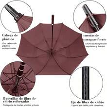 Paraguas de Sombrilla con Protección Paraguas de Pro-Line Resistente al Viento Paraguas con Construcción de Fibra de Vidrio Sombrilla Ligero Resistente al Agua(Negro) - Rojo - Ver 12