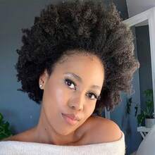 13x4 蕾丝前部非洲卷曲真人发假发，适合女士，密度 180% 短卷发波浪真人发假发，蓬松柔软真人发假发 - SNatural - 查看 6