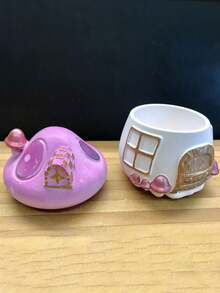 Bộ 2 khuôn silicon hình ngôi nhà nấm 3D dễ thương có mái rơm, dùng để tự làm thạch cao, nến sáp, hộp trang sức, đồ trang trí nhà cửa bằng nhựa epoxy. - trắng - Xem 6