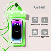 夜光防水手机袋，触摸屏，面部解锁，适合游泳，漂流，透明防水手机壳，触摸屏，带气垫，防水潜水壳，送货骑手必备，雨天骑行，非常适合夏天 - 彩色 - 查看 14
