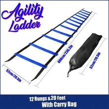 Escada de Agilidade com 12 Degraus, Escada de Velocidade, Escada de Treinamento para Futebol, Velocidade, Futebol, Treinamento de Condicionamento Físico para os Pés, com Bolsa de Transporte, Equipamento de Treinamento de Agilidade