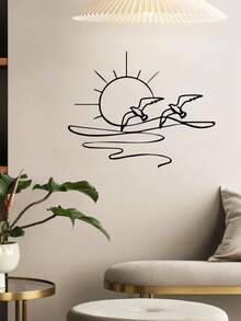 1pc Sunrise & Seagull Metal Wall Art, Black Bird Silhouette Design, Modern Home Decor For Living Room Or Patio, Unique Housewarming Gift, Bird Decoration, Room Decor - 多色1 - 查看 4