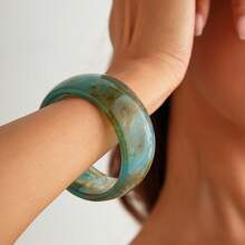 1 pièce Bracelet rond de style vintage, version large, bracelet acrylique tie-dye asymétrique pour femmes, à porter au quotidien