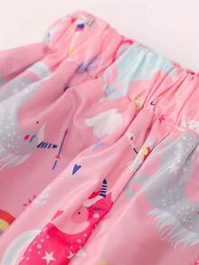 两件套女童独角兽印花连帽外套套装，休闲拉链连帽衫和裤子套装，户外女童服装，适合户外活动穿着