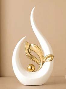 2/1 Pc White Gold Home Decor Accent Ceramic Statue Abstract Sculptures Centerpieces Mid Century Modern Decor For Tables Coffee Table Top Decorations For Living Room Desktop Shelf Dining Room Kitchen Birthday Gifts Graduation