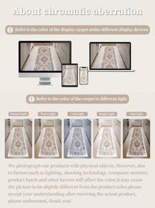 1pc Bohemian Style Brown Area Rug, Washable Non-Slip, 850g/M² For Living Room Bedroom Kitchen Office Entryway