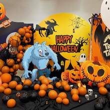 62 buc baloane de Halloween set baloane negre și portocalii baloane din latex de 12 inch baloane de petrecere cu heliu îngroșate pentru Halloween, nuntă, petrecere de ziua de naștere ghirlandă arc de baloane decorare