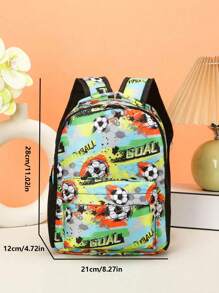 2PCS Back To School Backpacks, Fashionable And Casual Cute Cartoon Football Print Backpack Combination Bag, Including Mini Chest Bag, Very Suitable For Traveling, Outing, Outing, School Bag. Large Capacity, Suitable For Work, Commuting, Work, Business Trips, Shopping, School, Vacation, Outdoor Leisure Sports, Travel, Shopping And Other Daily Use, Birthday Gifts For Friends. The Zipper And Print Positions Are Random.