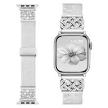 Pulseira trançada com nó celta glam e fivela magnética, compatível com Ultra 38 mm, 40 mm, 41 mm, 42 mm, 46 mm, 44 mm, 45 mm e 49 mm para mulheres e homens, pulseira trançada com design especial/pulseira elegante compatível com SE Ultra Watch Series 8/7/6/5/4/3/2/1, acessórios para relógio, presente para ela