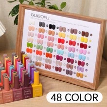 Set de 48 piezas de esmalte de uñas en gel de 15ml, serie de 48 colores con acabado brillante de otoño. Esmalte semipermanente con brillo y lentejuelas. Set de kit de arte de uñas con esmalte UV, todo en un solo color por frasco, para manicura y diseño de uñas.