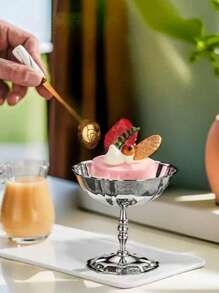 1 pieza Plato de postre, Tazón de verduras, Taza de helado de acero inoxidable, Bandeja de servir, Tazón de fruta, Taza de pudín de té de la tarde, Platos lindos, Bandejas, Tazón de taza alta, Platos lindos Candelabro, Útiles escolares
